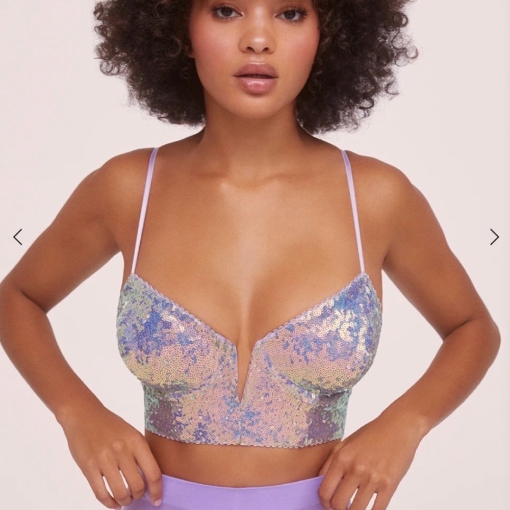 NWT For Love And Lemons Sequin Glimmer Bustier L